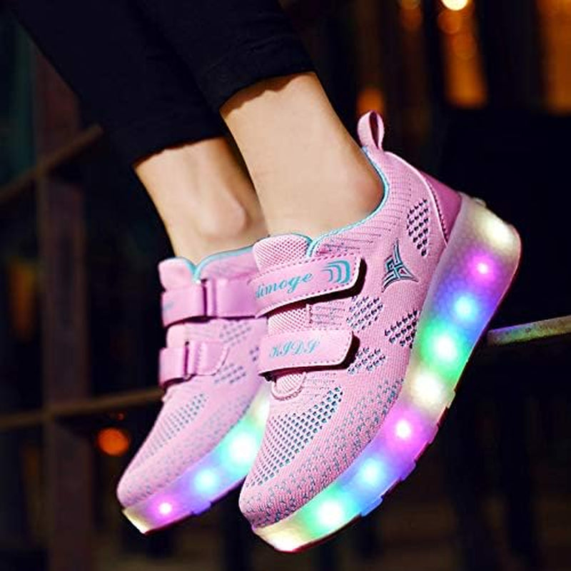 Kids Roller Shoes Boy Girl Sneakers with Wheels Become Sport Sneaker with Led for Christmas Birthday Children Show Gift