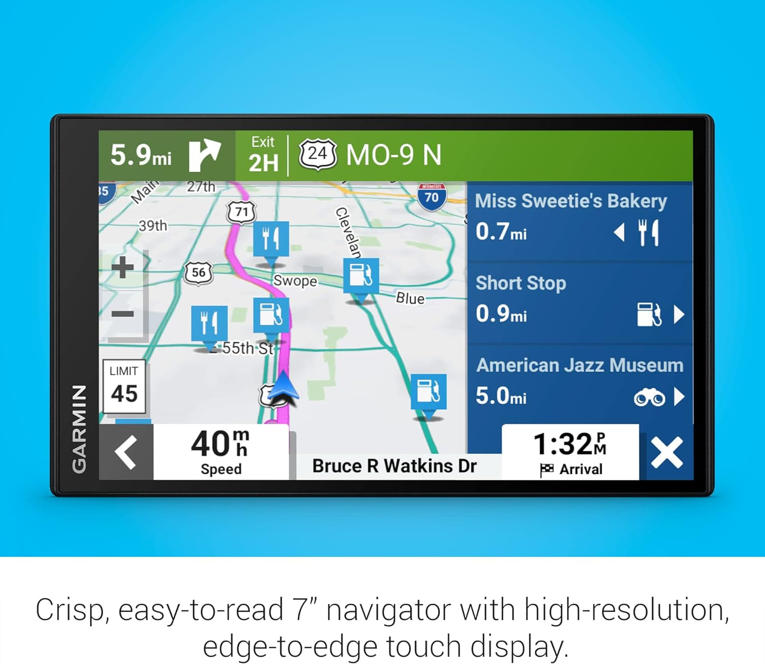 Drivesmart 76, 7-Inch Car GPS Navigator with Bright, Crisp High-Resolution Maps and  Voice Assist