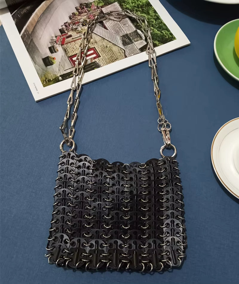 Luxury Designer Women'S Bag Trend Hand Woven Hollow Metal Chain Tote Bag Clutch Female Bag Travel Holiday Shoulder Bag Handbag