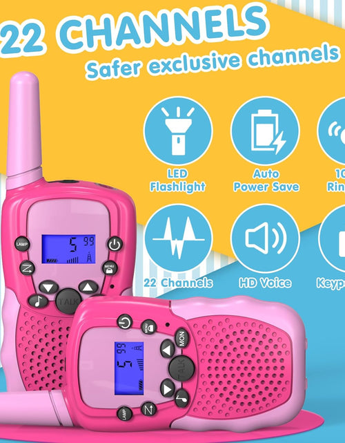 Load image into Gallery viewer, Toys for 3-12 Year Old Girls Boys, Walkie Talkies for Kids 22 Channels 2 Way Radio Toy with Backlit LCD Flashlight, 3 Miles Range for Outside, Camping, Hiking
