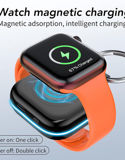 Load image into Gallery viewer, Portable Charger for Apple Watch,Wireless Magnetic Iwatch Charger 1200Mah Power Bank Travel Keychain Accessories Smart Watch Charger for Apple Watch Series 10/9/8/7/6/Se/5/4/3/2/1/Uitra/Uitra 2
