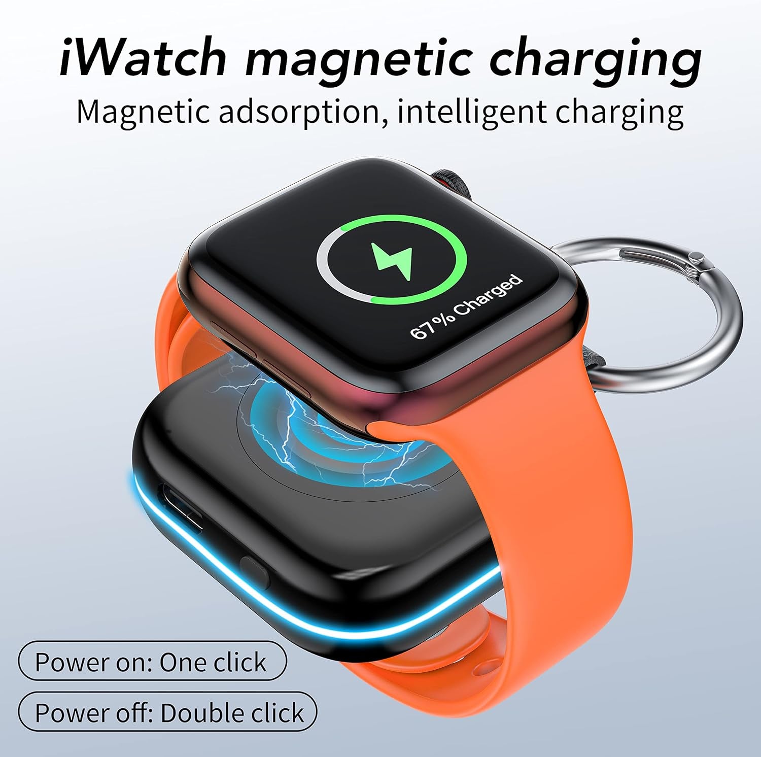 Portable Charger for Apple Watch,Wireless Magnetic Iwatch Charger 1200Mah Power Bank Travel Keychain Accessories Smart Watch Charger for Apple Watch Series 10/9/8/7/6/Se/5/4/3/2/1/Uitra/Uitra 2