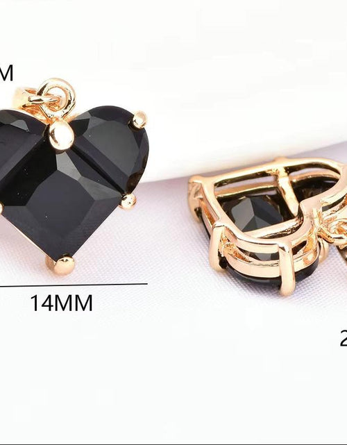 Load image into Gallery viewer, (280)4PCS 14X14.5Mm Hole 2.5MM 24K Gold Color Brass with Zircon Heart Charms Pendants High Quality Jewelry Findings Accessories
