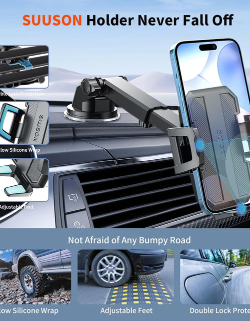 Load image into Gallery viewer, Upgraded 3-In-1 Car Phone Holder Mount [Powerful Suction] Phone Mount for Car Dashboard Air Vent Windshield,For All Iphone Android Phone (Black)
