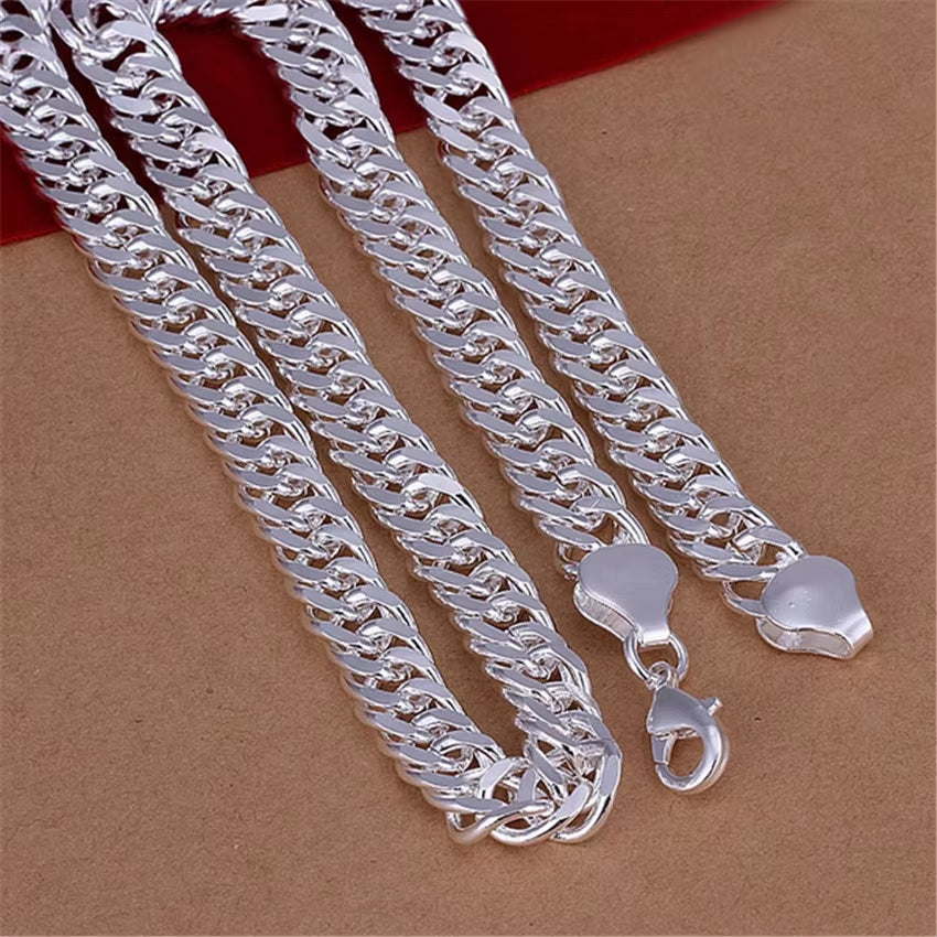 Fine 925 Sterling Silver 10MM Chain Necklace for Man Women Solid Wedding Noble Fashion Jewelry Charms Gifts