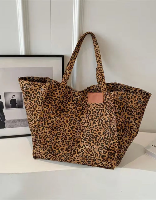 Load image into Gallery viewer, Oversized Leopard Prints Shoulder Bags for Women Deformable Canvas Large Capacity Shopping Totes 2024 Winter New Luxury Handbags
