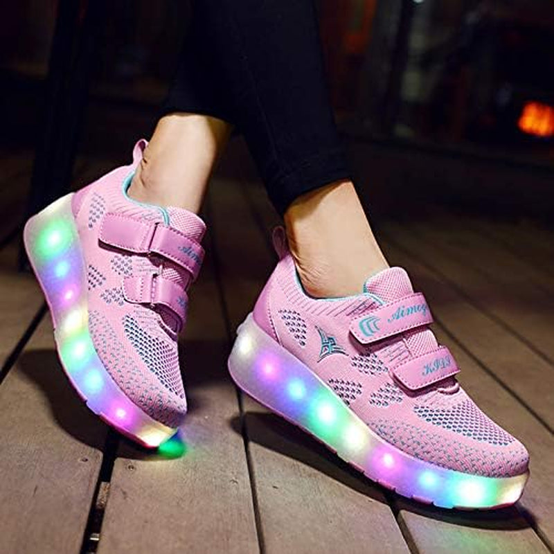 Kids Roller Shoes Boy Girl Sneakers with Wheels Become Sport Sneaker with Led for Christmas Birthday Children Show Gift