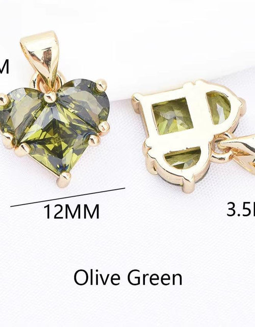 Load image into Gallery viewer, (280)4PCS 14X14.5Mm Hole 2.5MM 24K Gold Color Brass with Zircon Heart Charms Pendants High Quality Jewelry Findings Accessories
