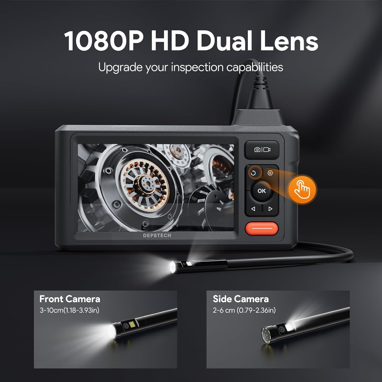 Dual-Lens Endoscope Camera with Light,  1080P HD Borescope with 5" IPS Screen, 16.5FT Flexible Sewer Camera, IP67 Waterproof Plumbing Snake Camera, Cool Gadgets for Men, Women