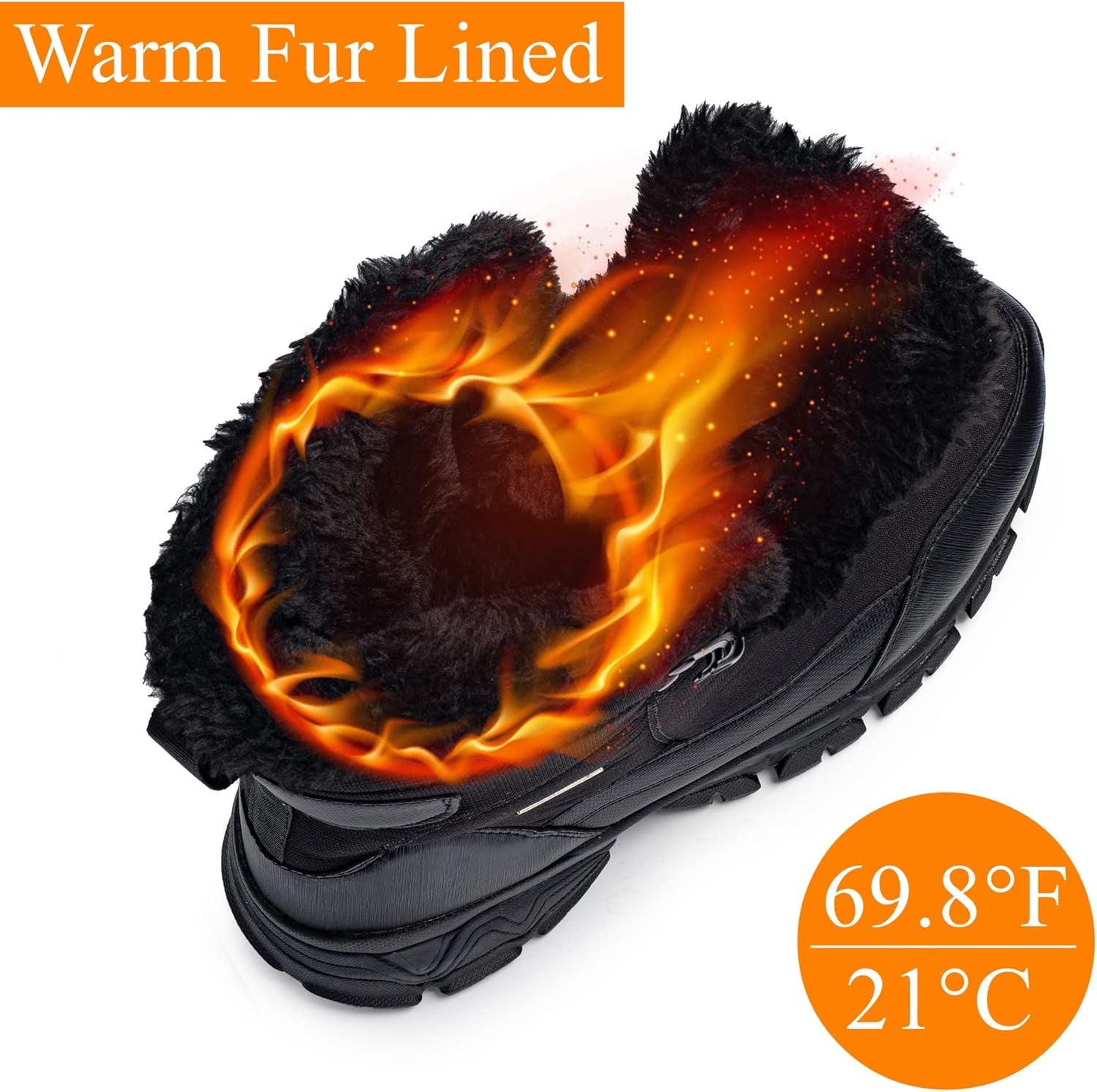 Men'S Snow Boots Waterproof Warm Fur Lined Winter Hiking Boot Non-Slip Outdoor Ankle High-Top Shoes Work Hiker Trekking Trail