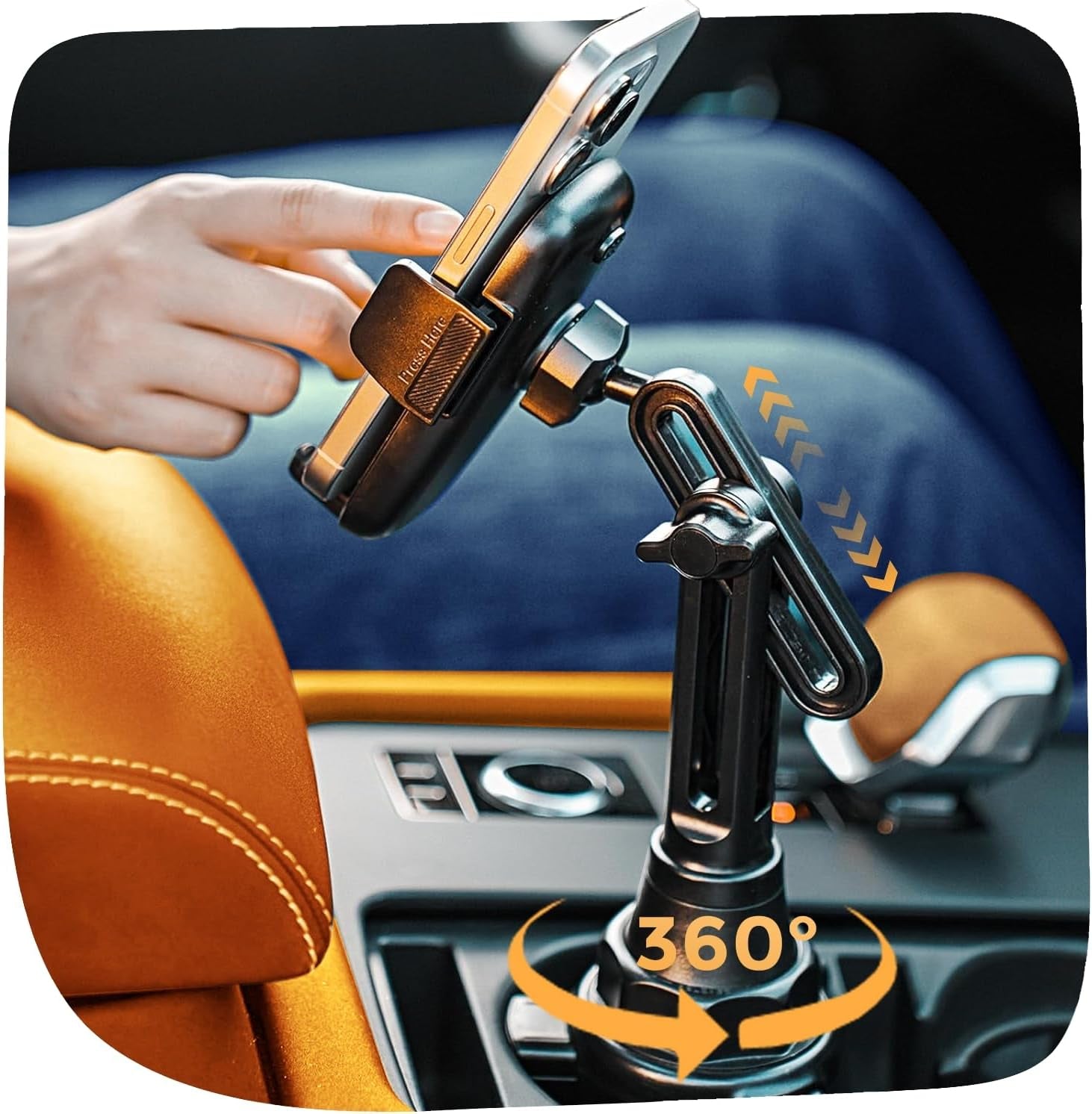 Cup Holder Cell Phone Holder for Car Mount, 2024 New Car Cup Phone Holders for Your Car Adjustable Cell Phone Holder Car Accessories Trucks Golf Cart for Iphone Samsung Google