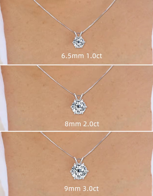 Load image into Gallery viewer, Luxury 3.0 Carat Moissanite Pendant Necklaces for Women Real 925 Silver 1Ct 2Ct Diamond Necklace Engagement Jewelry Gifts
