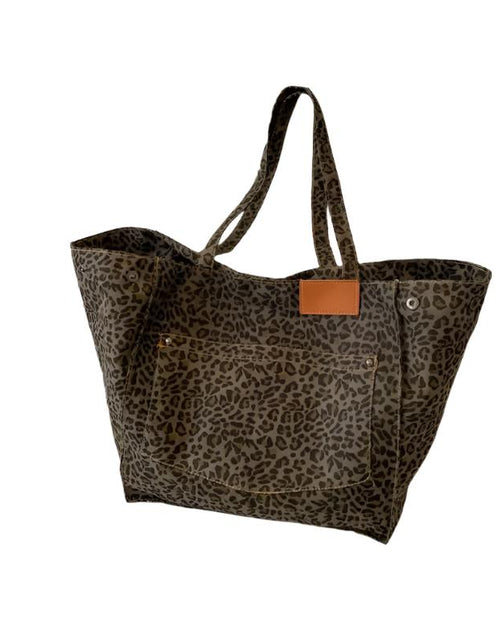 Load image into Gallery viewer, Oversized Leopard Prints Shoulder Bags for Women Deformable Canvas Large Capacity Shopping Totes 2024 Winter New Luxury Handbags
