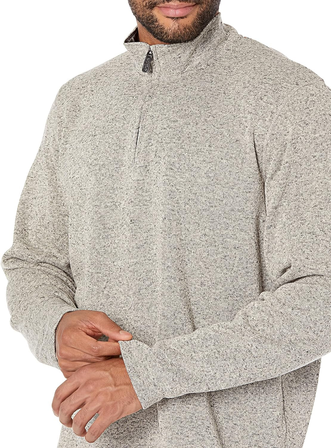 Men'S Long Sleeve Fleece Quarter-Zip Sweater