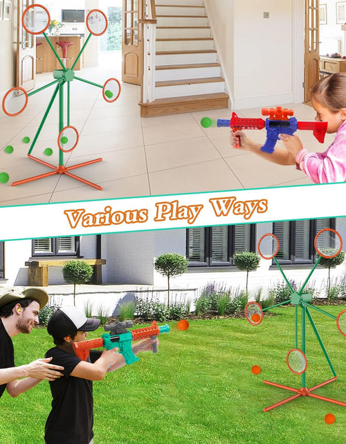 Load image into Gallery viewer, Shooting Games Toys for Age 5 6 7 8 9 10+ Year Old Boys, Kids Toy Sports &amp; Outdoor Game with Moving Shooting Target &amp; 2 Popper Air Toy Guns &amp; 24 Foam Balls, Gifts for Boys and Girls
