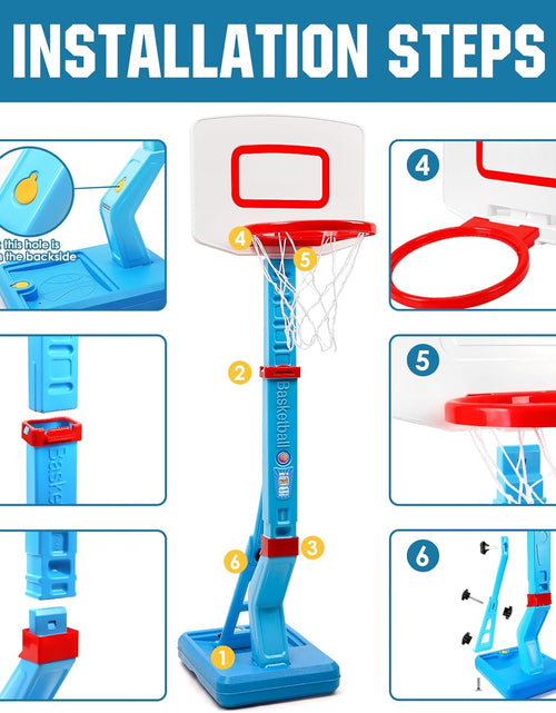 Load image into Gallery viewer, Toddler Basketball Hoop Height Adjustable Kids Basketball Hoop for Indoor Outdoor Play Portable Basketball Goal Poolside Basketball Hoop for Swimming Pool Basketball Toy for Boys Girls
