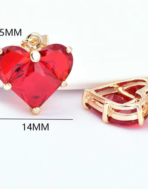 Load image into Gallery viewer, (280)4PCS 14X14.5Mm Hole 2.5MM 24K Gold Color Brass with Zircon Heart Charms Pendants High Quality Jewelry Findings Accessories
