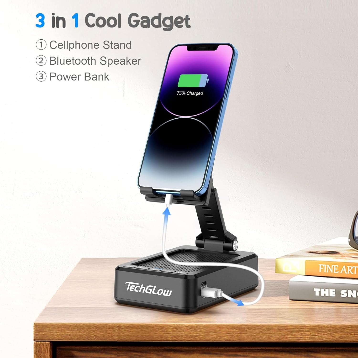 Gifts for Men Women Foldable Cellphone Stand with Bluetooth Speaker and Power Bank Birthday Gift Idea for Mom Dad Cool Gadget Tech Gifts