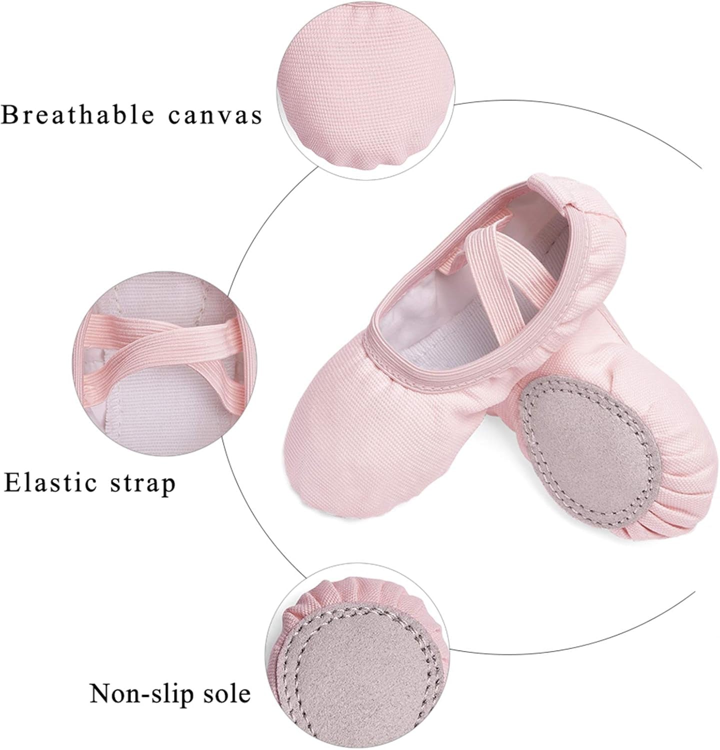 Canvas Ballet Shoes Toddler Girls Ballet Slippers No-Tie Boys Dance Shoes