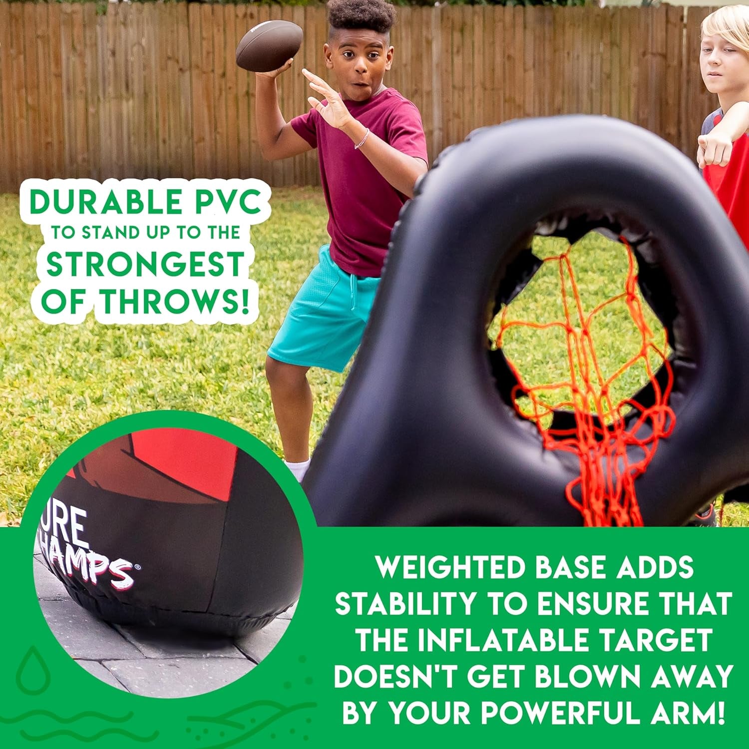 Kids Football Target Toss Game - Inflatable Football Throwing Target Toy with Soft Mini Footballs - Fun Kids Football Toy Toss Game - Inflatable Indoor + Outdoor Sports Game