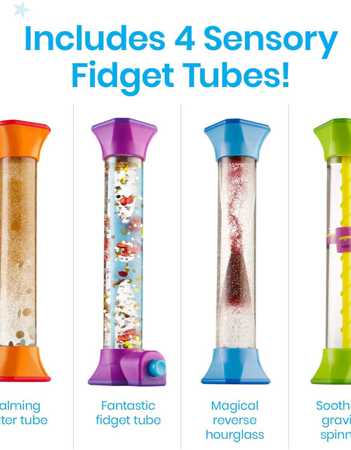 Load image into Gallery viewer, Sensory Fidget Tubes, Calming Toys for Kids, Occupational Therapy Toys, Play Therapy, Stress Relief Toy, Comfort Items for Anxiety, Calm down Corner Supplies (Set of 4)
