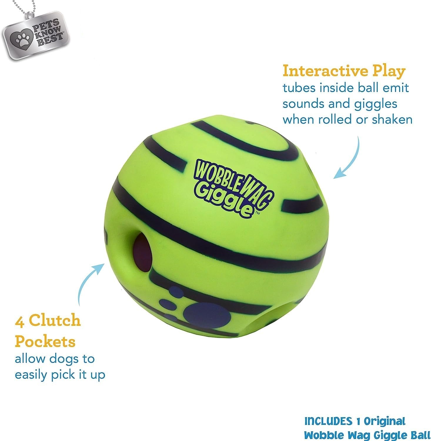 Ball, Interactive Dog Toy, Fun Giggle Sounds When Rolled or Shaken, Pets Know Best, as Seen on TV