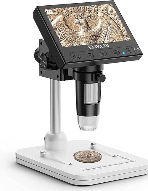 Load image into Gallery viewer, Microscope, LCD Digital Coin Microscope 1000X, Coin Magnifier with 8 Adjustable LED Lights, PC View Compatible with Windows/Macbook, EDM4, 4.3 Inch
