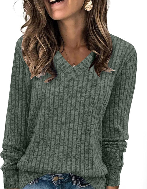 Load image into Gallery viewer, V Neck Long Sleeve Shirts for Women Casual Fall Tops Lightweight Tunic Sweaters Fashion Clothes 2024
