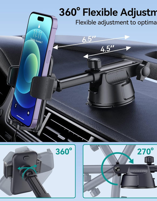 Load image into Gallery viewer, Car Phone Holder Mount, [Military-Grade Suction &amp; Super Sturdy Base] 3 in 1 Universal Phone Mount for Car Dashboard Windshield Air Vent Hands Free Car Mount for Iphone Android Smartphone
