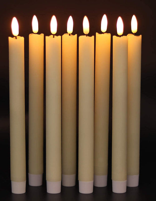 Load image into Gallery viewer, Flameless Ivory Taper Candles Flickering with 10-Key Remote, Battery Operated Led Warm 3D Wick Light Window Candles Real Wax Pack of 6, Christmas Home Wedding Decor(0.78 X 9.64 Inch)
