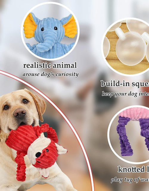 Load image into Gallery viewer, 5 Pack Tough Dog Toys Stuffed Squeaky Dog Toys Assortment Plush Animal Dog Toy Value Bundle Puppy Pet Dog Toys for Small Medium Large Dogs
