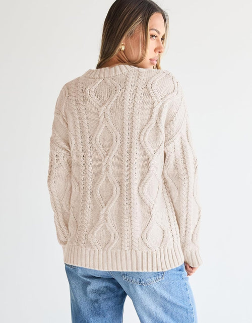 Load image into Gallery viewer, Women&#39;S Oversized Cable Knit Crewneck Sweaters
