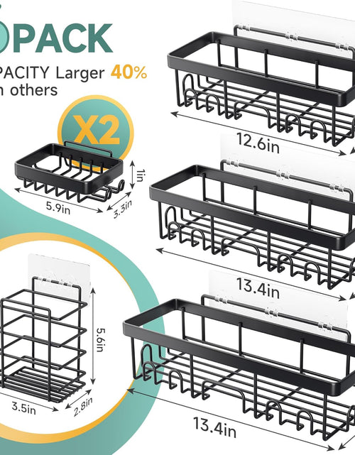 Load image into Gallery viewer, Adhesive Shower Caddy 6-Pack, Large Capacity Bathroom Organizers and Storage, Rustproof Shelves Rack with Soap Holder, No Drilling Wall-Mounted Kitchen &amp; Home Decor, Bath Decor&amp;Essentials, Black
