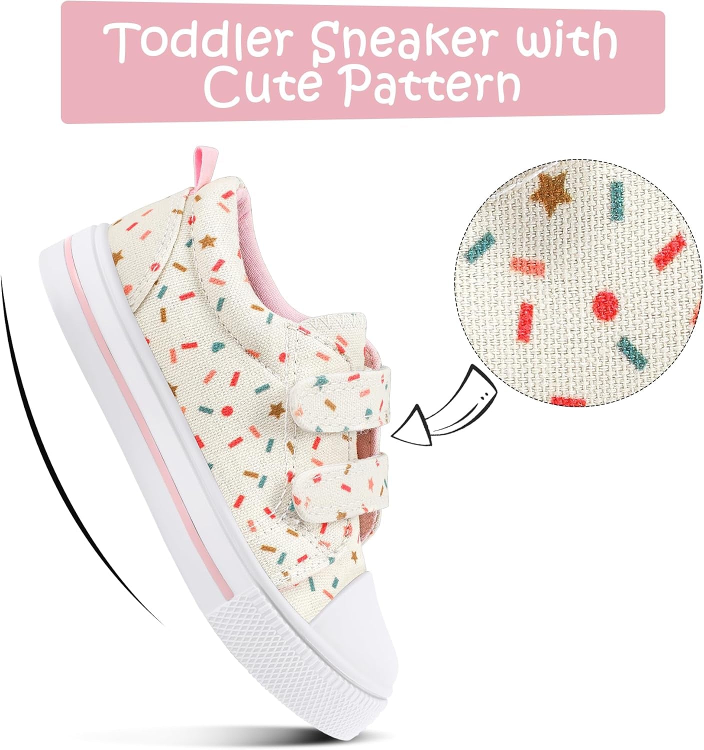 Toddler Sneakers for Boys and Girls Dual Hook and Loops Sneakers Baby Canvas Shoes