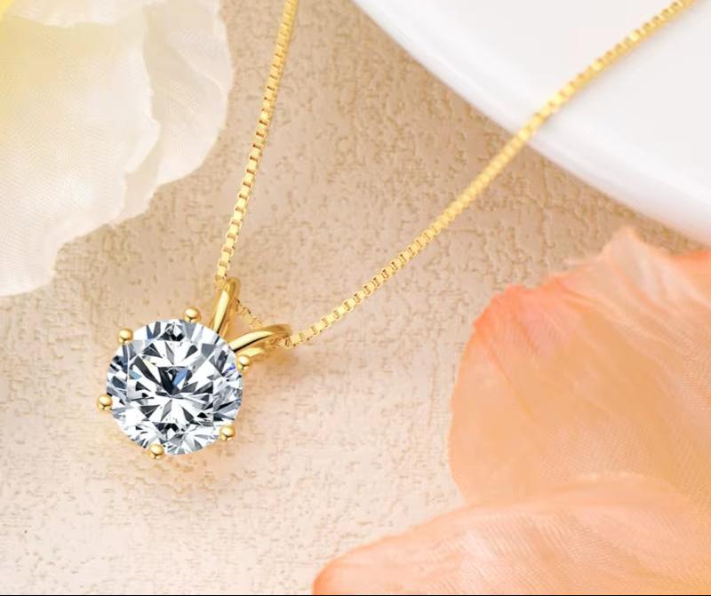 Luxury 3.0 Carat Moissanite Pendant Necklaces for Women Real 925 Silver 1Ct 2Ct Diamond Necklace Engagement Jewelry Gifts