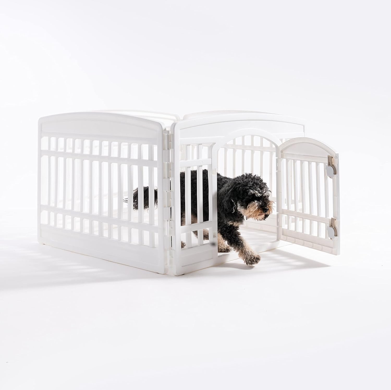 USA 24" Exercise 4-Panel Pet Playpen with Door, Dog Playpen, Puppy Playpen, for Puppies and Small Dogs, Keep Pets Secure, Easy Assemble, Fold It Down, Easy Storing, Customizable, White