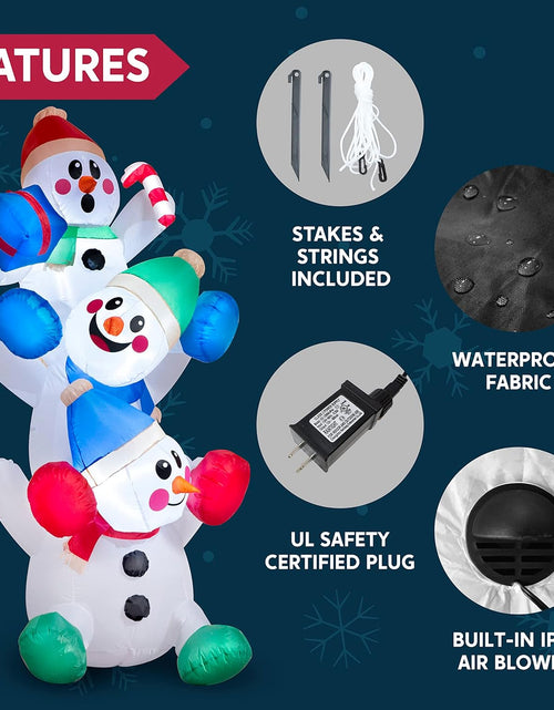 Load image into Gallery viewer, 6 FT Christmas Inflatable Stacked Snowman with Build-In Leds Blow up Inflatables for Xmas Party, Home Indoor Outdoor Yard Garden Lawn Winter Décor
