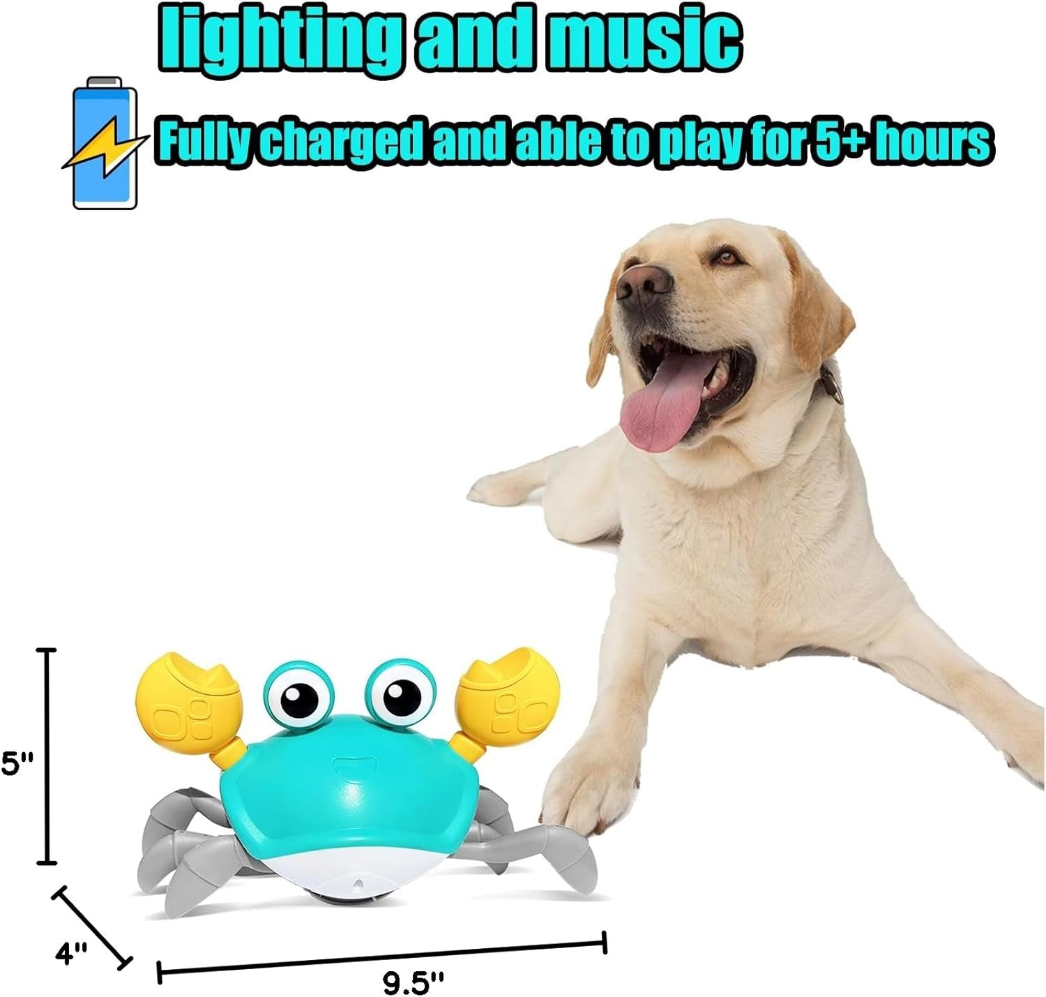 Crawling Crab Dog Toys,Escaping Crab Dog Toy with Obstacle Avoidance Sensor,Interactive Dog Toys with Music Sounds & Lights for Dogs Cats Pets,Christmas Toy Gifts for Puppy/Small/Medium Dogs