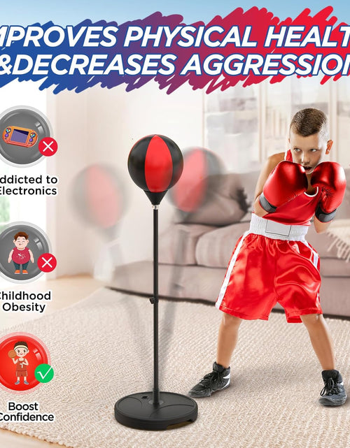 Load image into Gallery viewer, 2 in 1 Kids Basketball Hoop and Punching Bag,Adjustable Stand with Boxing Gloves, Christmas Birthday Gifts for 2 3 4 5 6 7 8 Years Old Boys Girls,Indoor and Outdoor Toys
