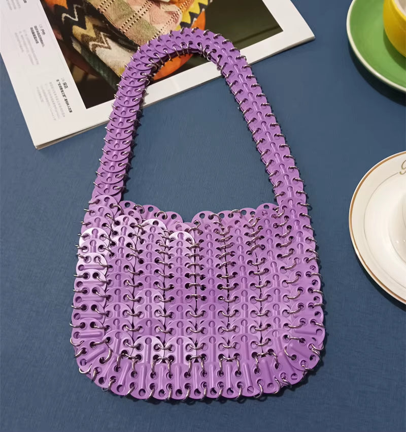 Luxury Designer Women'S Bag Trend Hand Woven Hollow Metal Chain Tote Bag Clutch Female Bag Travel Holiday Shoulder Bag Handbag