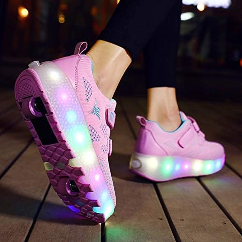 Kids Roller Shoes Boy Girl Sneakers with Wheels Become Sport Sneaker with Led for Christmas Birthday Children Show Gift