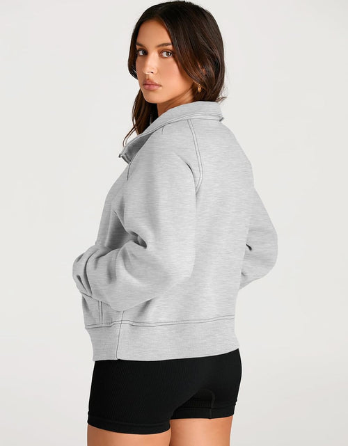 Load image into Gallery viewer, Womens Sweatshirts Half Zip Cropped Pullover Fleece Quarter Zipper Hoodies 2024 Fall Fashion Outfits Clothes
