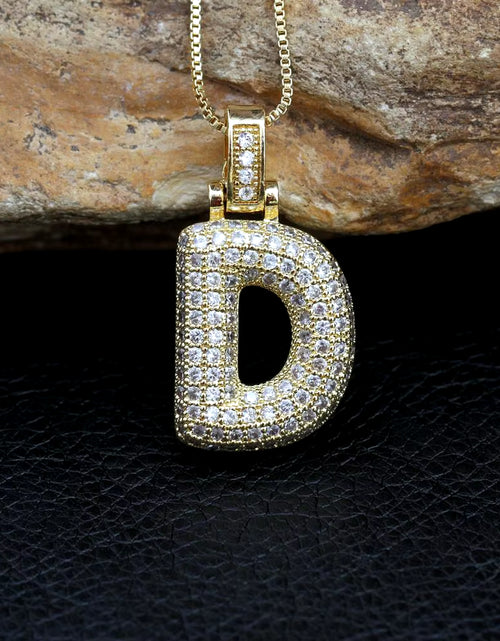 Load image into Gallery viewer, Fashion 26 Letters Necklace Custom Name Pendant Charm for Men and Women A-Z Alphabet Cubic Zircon Hip Hop Jewelry Gift
