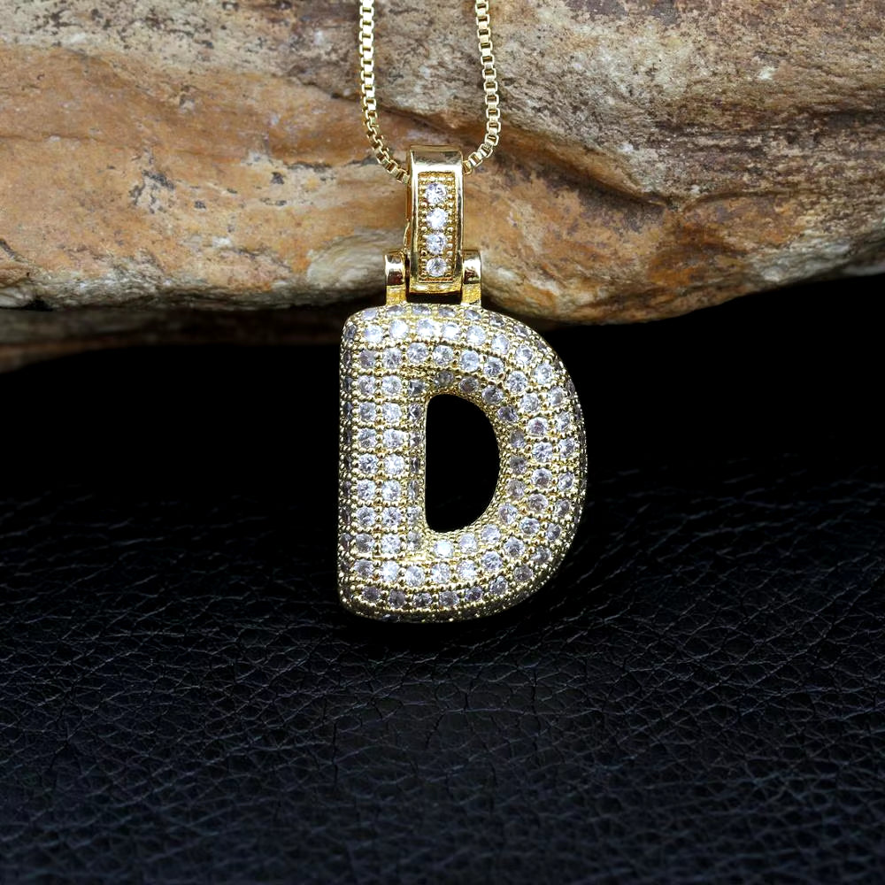 Fashion 26 Letters Necklace Custom Name Pendant Charm for Men and Women A-Z Alphabet Cubic Zircon Hip Hop Jewelry Gift