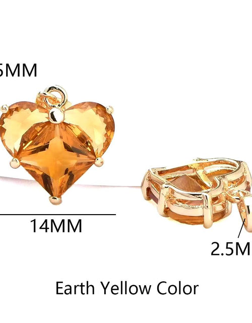 Load image into Gallery viewer, (280)4PCS 14X14.5Mm Hole 2.5MM 24K Gold Color Brass with Zircon Heart Charms Pendants High Quality Jewelry Findings Accessories
