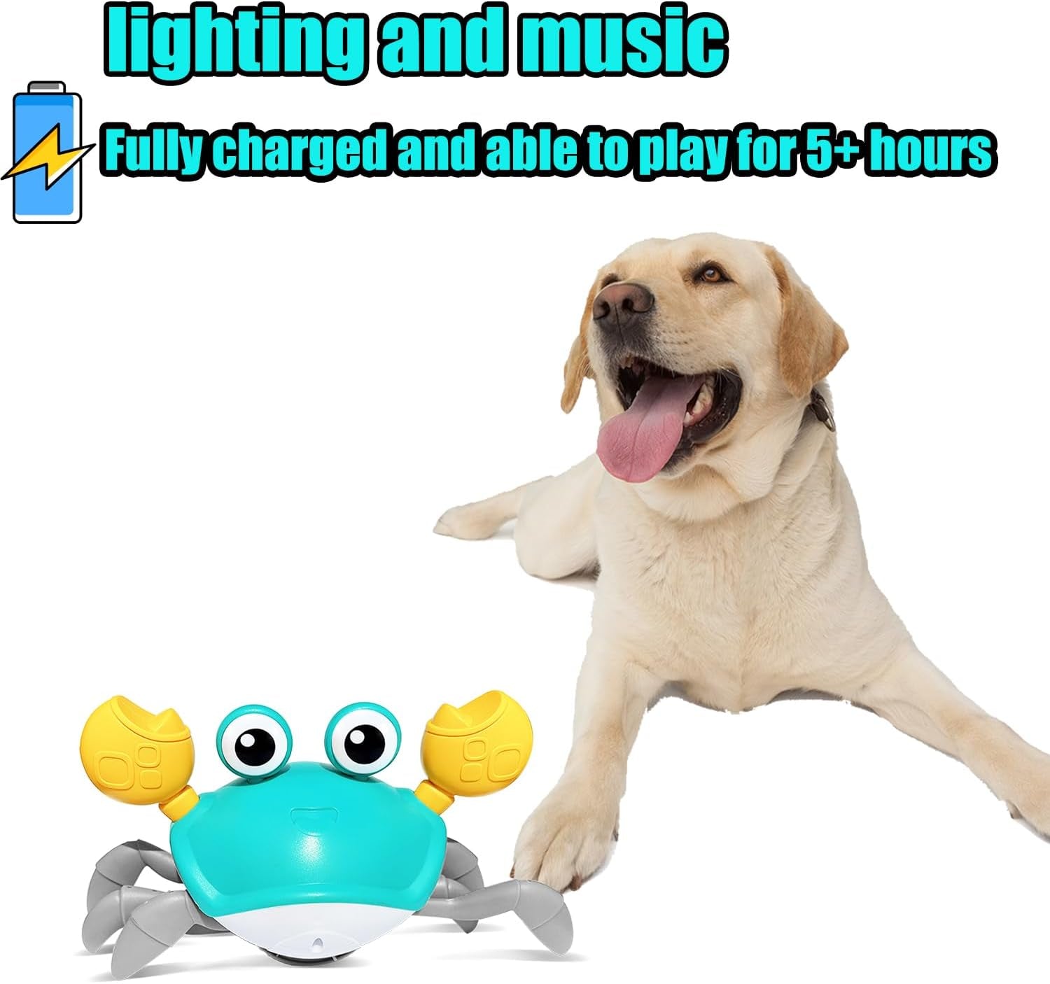 Crawling Crab Dog Toys,Escaping Crab Dog Toy with Obstacle Avoidance Sensor,Interactive Dog Toys with Music Sounds & Lights for Dogs Cats Pets,Christmas Toy Gifts for Puppy/Small/Medium Dogs