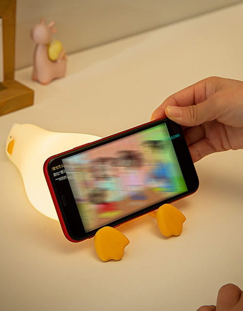 Load image into Gallery viewer, LED Lying Flat Duck Night Light, 3 Level Dimmable Nursery Nightlight,Cute Lamps Silicone Squishy Light up Duck,Rechargeable Bedside Touch Lamp for Breastfeeding Toddler Baby Kids Decor
