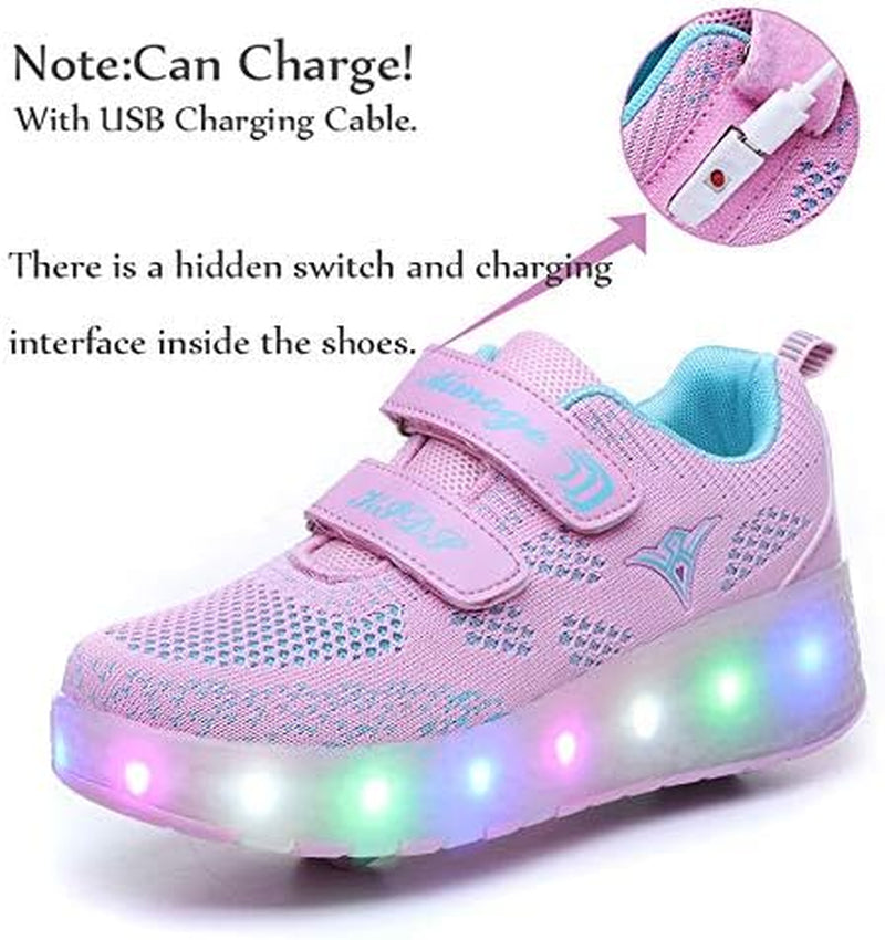 Kids Roller Shoes Boy Girl Sneakers with Wheels Become Sport Sneaker with Led for Christmas Birthday Children Show Gift