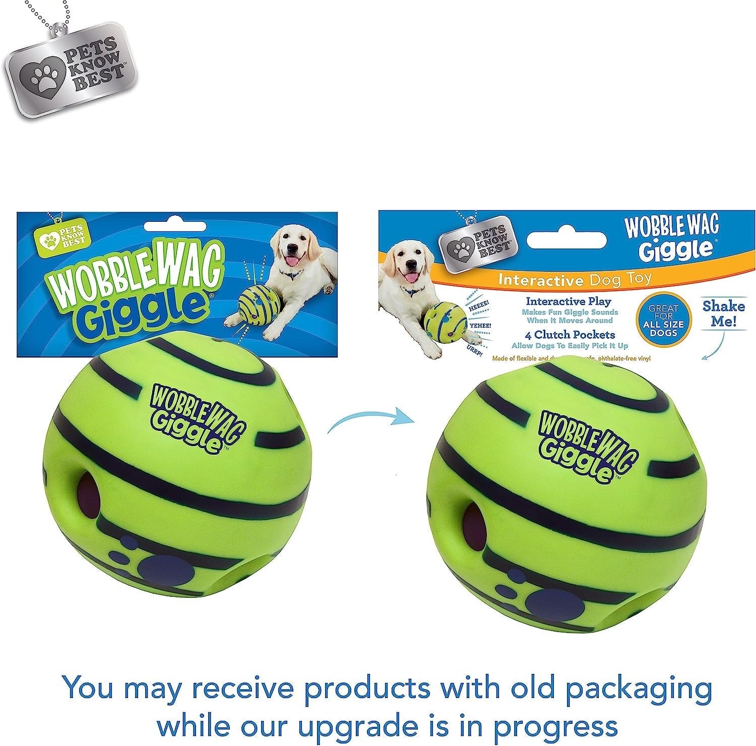 Ball, Interactive Dog Toy, Fun Giggle Sounds When Rolled or Shaken, Pets Know Best, as Seen on TV