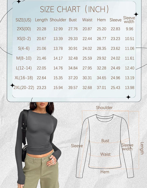 Load image into Gallery viewer, Womens Long Sleeve Shirts Basic Crop Tops Tight Slim Fit Cute Teen Girls Fall Winter Y2K Clothes
